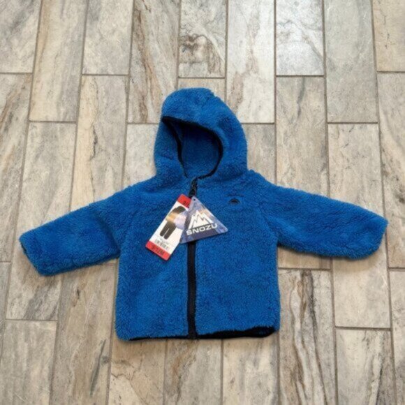 NWT SNOZU kids 9-12 months warm blue fleece full zip jacket